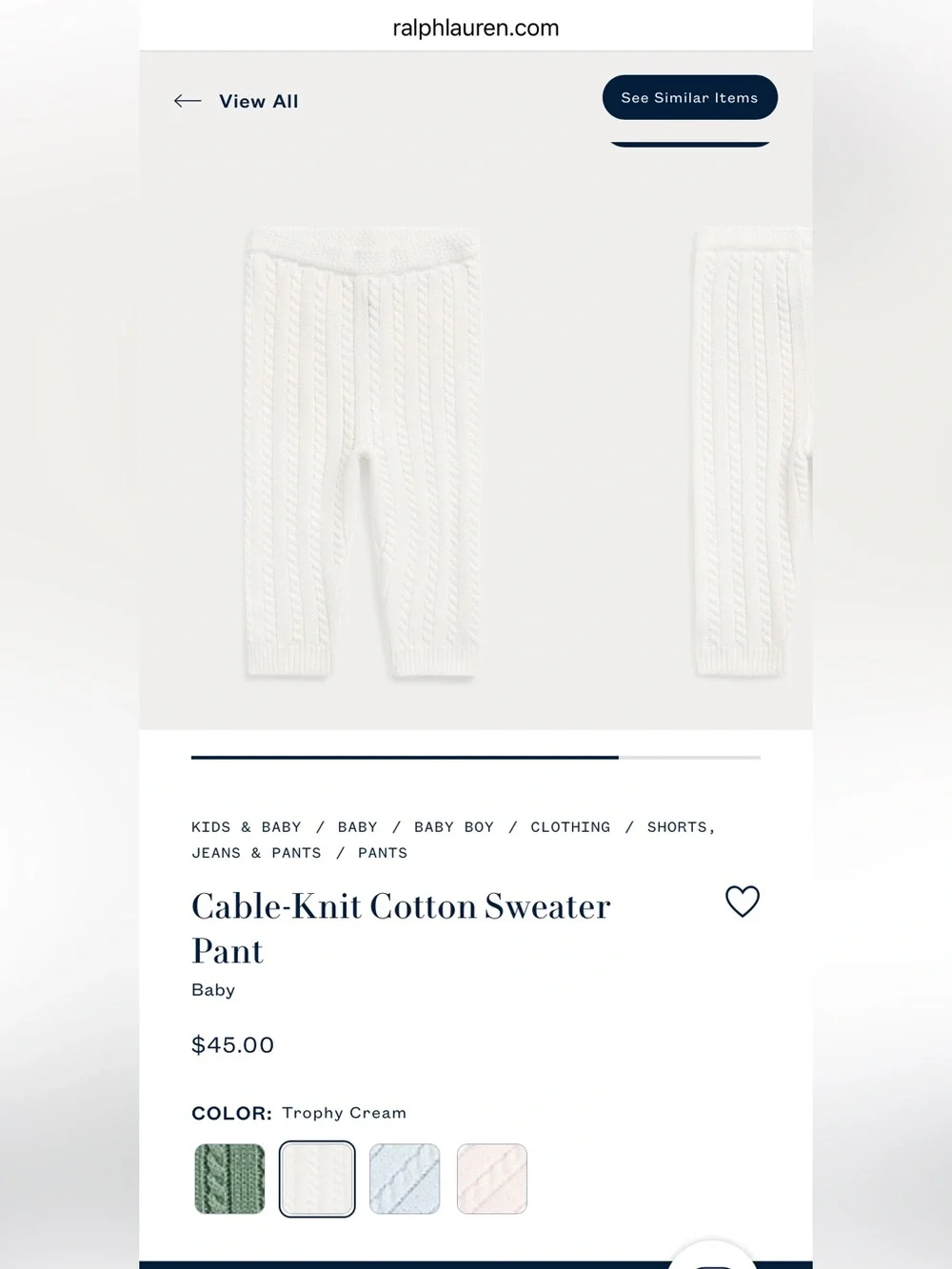 Ralph Lauren Cable-Knit Cotton Sweater Pant